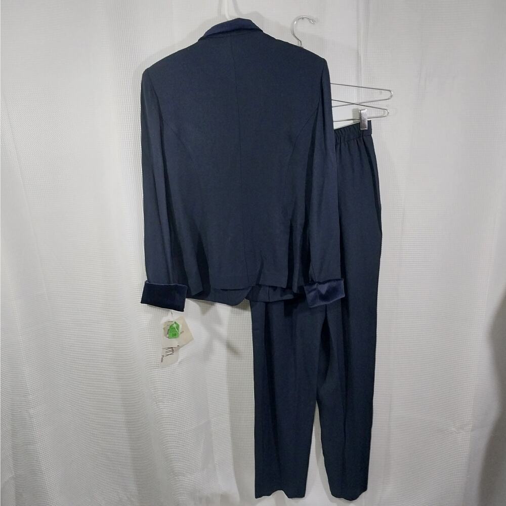 NWT@$134! DANI MAX! RICH BLACK VELVET TRIMMED 2 PC TAILORED PANT SUIT! SZ 10P - Picture 7 of 13